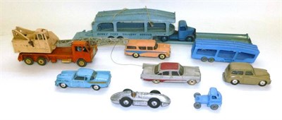 Lot 212 - Eight Unboxed Diecast Vehicles by Dinky, Corgi and Matchbox, includes Pullmore Car Transporter,...