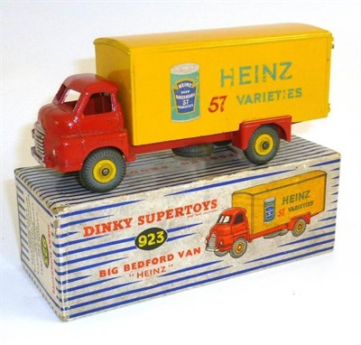 Lot 213 - A Boxed Dinky Supertoys Big Bedford 'Heinz' Van No.923, with red cab and chassis, yellow back, bean