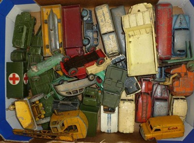 Lot 220 - A Collection of Playworn Dinky Vehicles, including cars, commercials and military vehicles