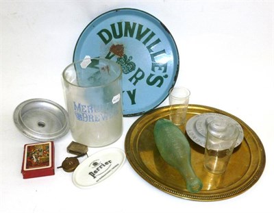 Lot 222 - Whisky and Other Advertising Items, including a Dunville's VR Whisky enamel tray, Old Highland...