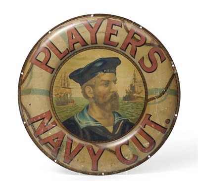 Lot 227 - A Players Navy Cut 'Hero' Pictorial Tin Advertising Sign, of circular form, with a portrait of...