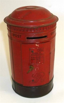 Lot 234 - A Thorne's Toffee GR Postbox Tin, in red with black decoration, with key