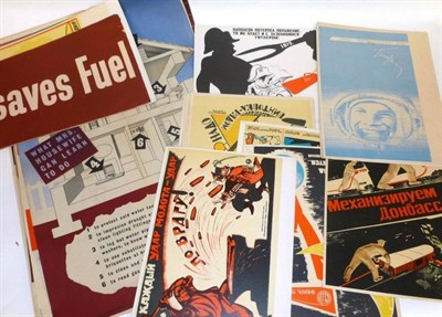 Lot 236 - Fourteen Wartime 'Save Fuel' Posters, each 73cm by 49cm, together with thirty small 1970's...