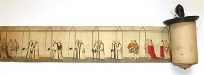 Lot 245 - An Early 19th Century Hand Coloured Processional Paper Scroll Depicting the Coronation of King...