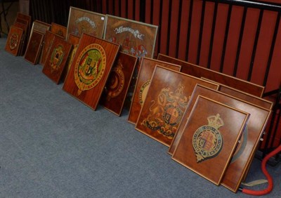 Lot 273 - A Collection of Twenty Five Railway Company Coats of Arms Decals on Wooden Boards, including...