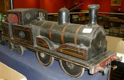 Lot 12 - A Large Wooden Model of an 0-4-4 Locomotive, numbered 55, painted black, length 84cm