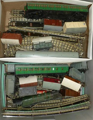 Lot 27 - A Collection of Unboxed Hornby Dublo Trains and Accessories, including coaches, wagons, large...
