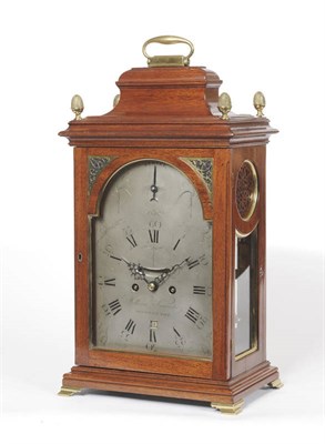 Lot 1314 - A Mahogany Striking Bracket Clock, the case with inverted bell top and brass carrying handle, later