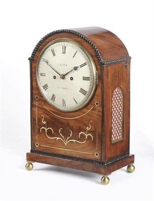 Lot 1315 - A Regency Mahogany and Brass Inlaid Table Clock, signed Grave, London, the nicely figured...