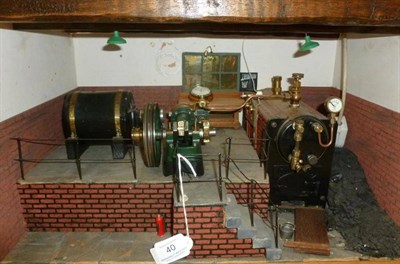 Lot 40 - A Stuart Stationary Steam Plant, with single cylinder mill engine, wooden cladded copper...