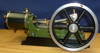 Lot 43 - A Kit Built Stuart Turner No.9 Engine, in steel and brass, painted green, with black spoked...