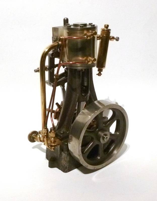 Lot 44 - A Vertical Stationary Steam Engine, in cast iron, brass and steel, with single cylinder, spoked...