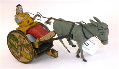 Lot 46 - A Lehmann Clockwork Tinplate 'Balky Mule' Toy, with EPL in bell trademark, lithographed clown...
