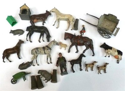 Lot 61 - A Collection of Britains Lead Garden Accessories, including trees, paving, fencing, rockeries,...