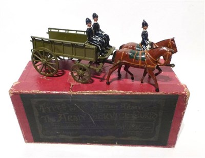 Lot 72 - A Boxed Britains Lead Royal Army Service Corps Waggon Set No.146, pre war set, contains wagon,...