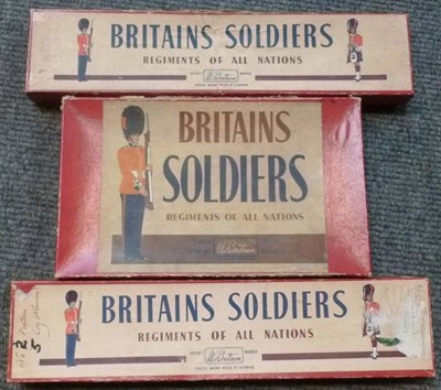 Lot 77 - Three Boxed Post War Sets of Britains Hollowcast Lead Soldiers - No.1291 Band of The Royal Marines