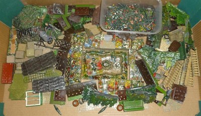 Lot 82 - Britains Lead Garden Display, including flower beds, flowers, fencing, pond, rockery,...