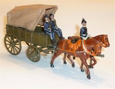 Lot 86 - A Boxed Britains Pre War Lead Army Service Corps Wagon No.146, in red card box, with black...