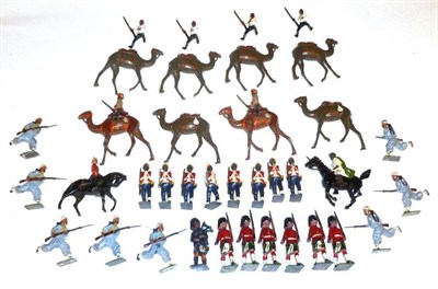 Lot 107 - Britains Lead Figures, comprising four Egyptian Camel Corps, two Bikanir Camel Corps, two spare...