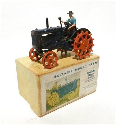 Lot 116 - A Boxed Britains Model Farm Diecast Fordson Major Tractor No.127F, with blue body, orange...