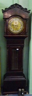 Lot 1323 - A Mahogany Eight Day Longcase Clock, case with applied carved moulded pediment, twisted...