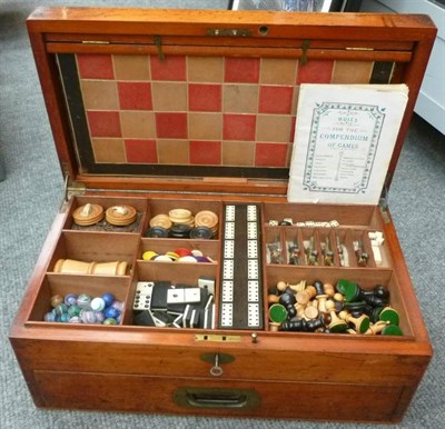 Lot 126 - A Fine 19th Century Mahogany Games Compendium, with compartmentalised interior, containing a...