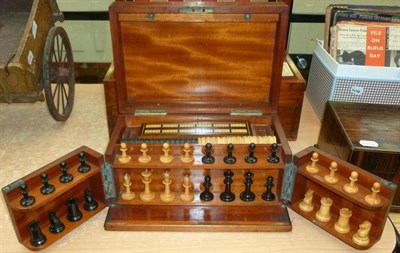 Lot 128 - A 19th Century Mahogany Games Compendium, with hinged front panel and lift-out tray, containing...