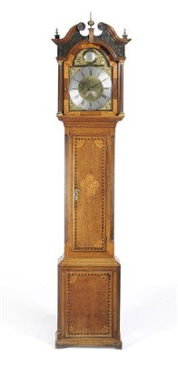 Lot 1324 - An Oak Eight Day Longcase Clock, signed Natl Plimer, Wellington, circa 1790, case with swan...