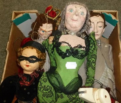 Lot 150 - A Collection of Hand Made Puppets, including four wooden puppets with papier mache heads,...