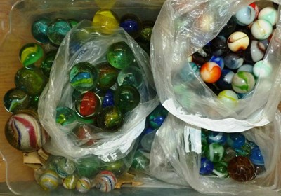 Lot 160 - A Collection of Marbles, including a few 19th century hand blown multi-swirl marbles, a 2inch...