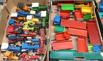 Lot 176 - A Collection of Britains Diecast and Plastic Tractors and Trailers, all unboxed, some play wear, in