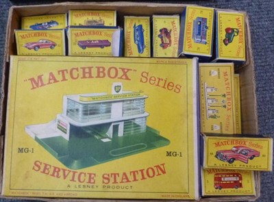 Lot 188 - Thirteen Boxed Matchbox 1-75 Series Vehicles - No's 1.Road Roller, 5.Routemaster Bus, 10.Sugar...