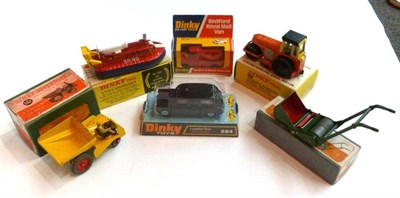 Lot 211 - Six Boxed Dinky Vehicles - Aveling Barford Diesel Roller No.279, S.R.N.6 Hovercraft No.290,...