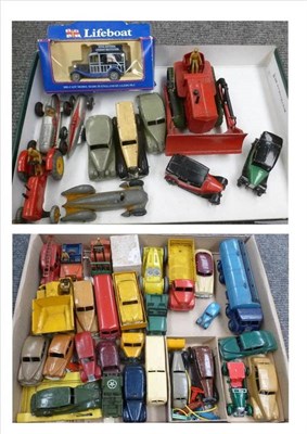 Lot 215 - A Collection of Playworn 1950's Dinky Vehicles, including cars, land speed record cars,...