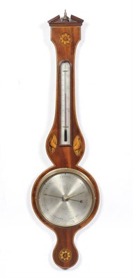 Lot 1334 - A Mahogany Shell Inlaid Wheel Barometer, signed Ortelli & Co, London, circa 1825, case with...