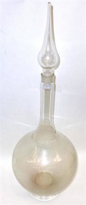 Lot 229 - A Chemists Clear Glass Carboy, of globular form supported by a circular foot, with teardrop...