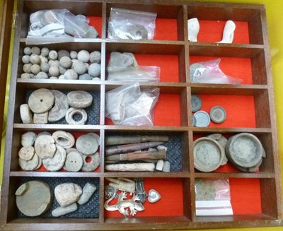 Lot 238 - A Collection of Metal Detecting Finds, including lead buttons, shot weights and washers,...