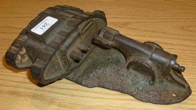 Lot 241 - A Cast Iron World War One Tank and Canon Mechanical Money Bank, patented in 1918, operates with the