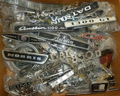 Lot 291 - A Large Collection of Car Name Badges, mainly chrome, including Morris Oxford, Rover, Triumph etc