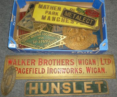 Lot 296 - A Collection of Cast Brass Railway, Engineering and Other Signs, including Sheepbridge Coal &...