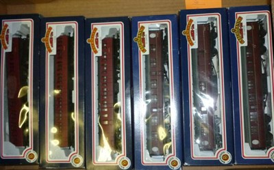 Lot 1001 - Twelve Boxed Bachmann Branch Line 'OO' Gauge Coaches, together with seven boxed wagons, in...