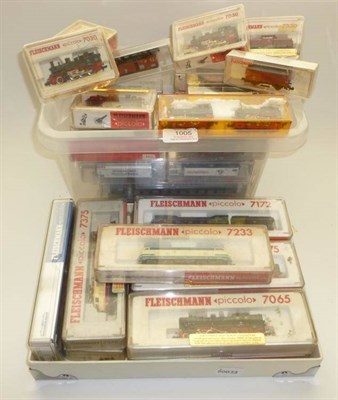 Lot 1005 - A Collection of Boxed Fleischmann 'N' Gauge Trains, comprising eleven steam locomotives, six diesel