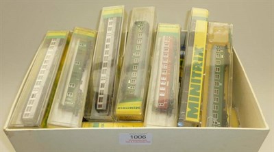 Lot 1006 - A Collection of Boxed Minitrix 'N' Gauge Trains, comprising two steam locomotives, two diesel...