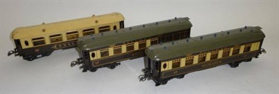 Lot 1059 - Three Boxed Hornby 'O' Gauge No.2 Pullman Bogie Coaches, includes two special Pullmans...