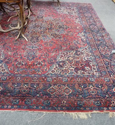 Lot 1348 - Mashad Carpet  Khorrasan East Persia The raspberry field with central medallion surrounded by vines