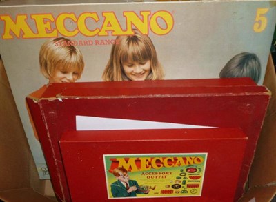 Lot 1070 - Three Boxed Meccano Sets - No.6 circa 1949, No.4A Accessory Set circa 1956 and No.5 circa 1977