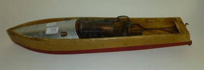 Lot 1074 - A Wooden Live Steam Motor Launch 'Snipe', the hull painted in cream and red, with single...