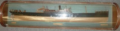 Lot 1075 - A Wooden Half Block Model of the English Steamer S.S. John Wells, labelled 'John Wells, No.25,...