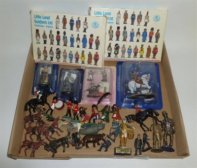 Lot 1080 - A Collection of Toy Figures, including two boxed sets of 'Little Lead Soldiers', four boxed Del...