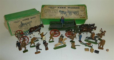 Lot 1098 - Two Boxed Britains Lead Home Farm Series Vehicles - Farm Waggon No.5F with two horses and...